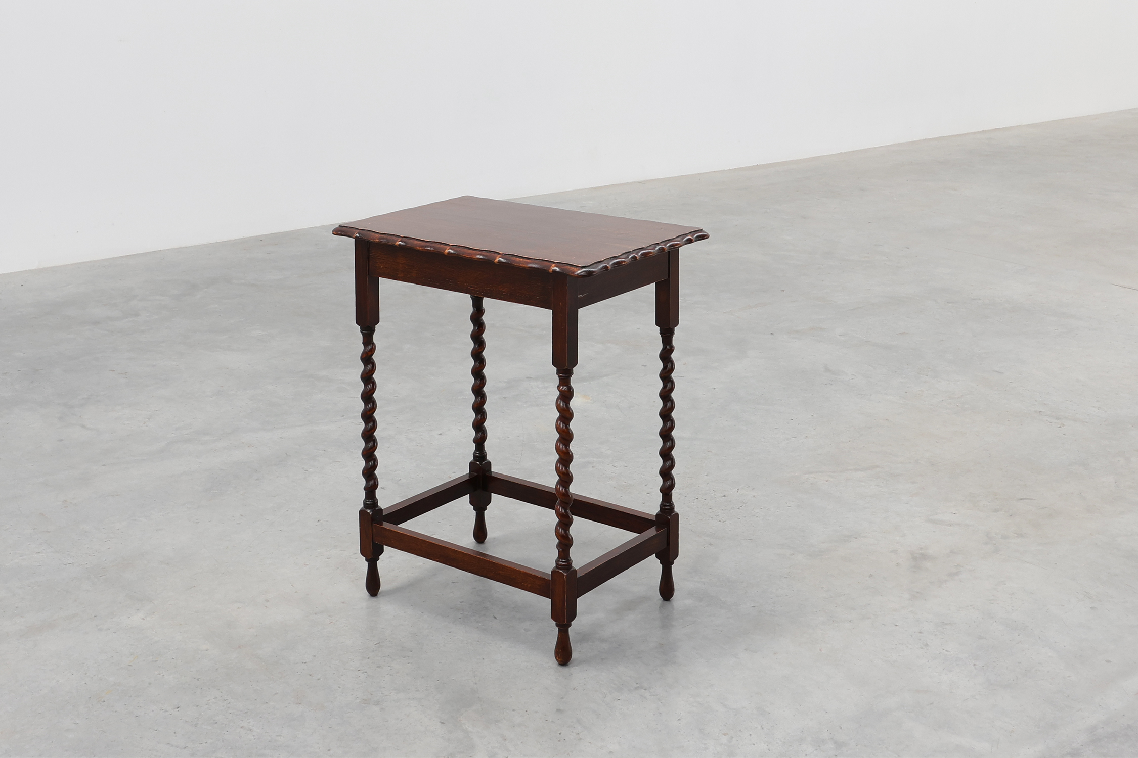 English Oak Barley Twist Side Table with Shaped Top, circa 1900thumbnail